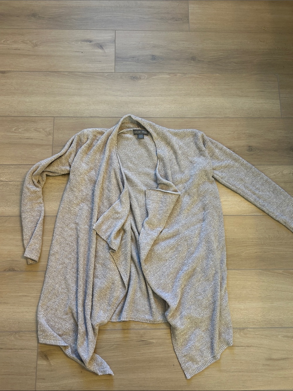 Barefoot Dreams Open-Front Draped Cardigan - Light Taupe